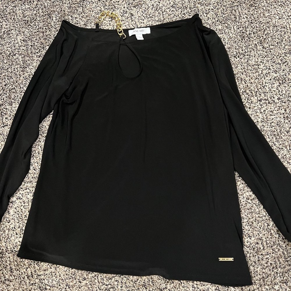 Black Nine West half shoulder shirt